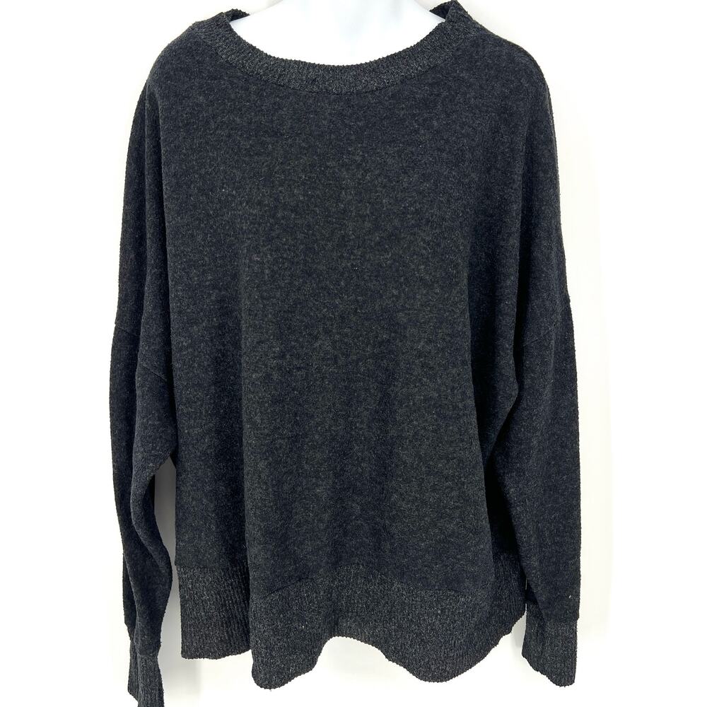 Story Brand Womens Charcoal Gray Crewneck Long Sleeve Sweater Size L
